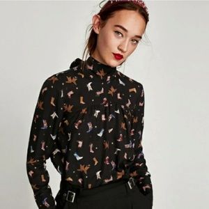 FINAL MARKDOWN!! Zara Women’s Small Cowboy Boot print Blouse